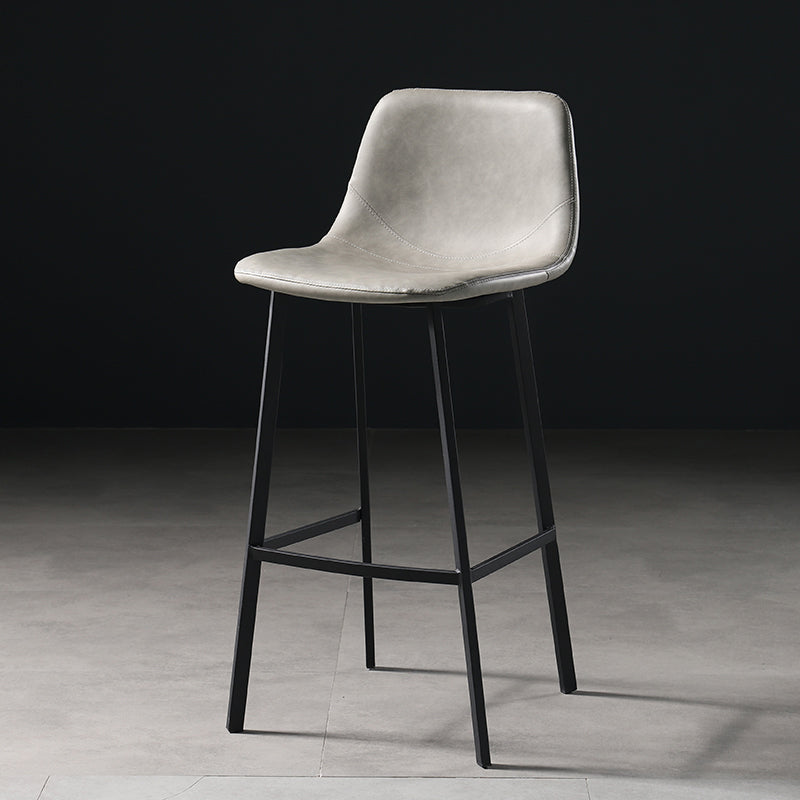 Scandinavian Footrest Matte Finish Barstool Restaurant Leather Stool Black-Gray 1 Piece Bar Stool(30"H) Clearhalo 'Bar Furniture' 'Bar Stools' 'bar_stools' 'furn' 'furn_bar_stools' 'Furniture' 'furniture_bar_stools' 'Kitchen & Dining Furniture' 4926634