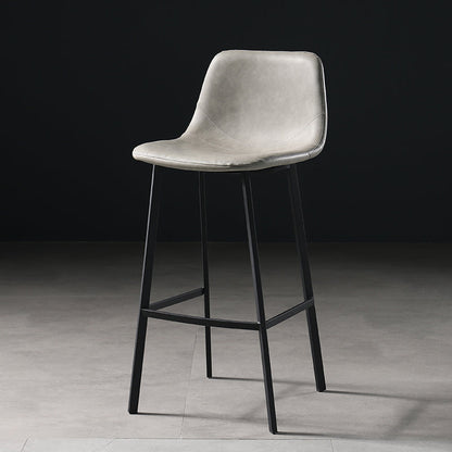 Scandinavian Footrest Matte Finish Barstool Restaurant Leather Stool Black-Gray 1 Piece Bar Stool(30"H) Clearhalo 'Bar Furniture' 'Bar Stools' 'bar_stools' 'furn' 'furn_bar_stools' 'Furniture' 'furniture_bar_stools' 'Kitchen & Dining Furniture' 4926634