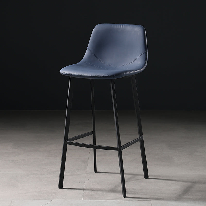 Scandinavian Footrest Matte Finish Barstool Restaurant Leather Stool Dark Blue 1 Piece Bar Stool(30"H) Clearhalo 'Bar Furniture' 'Bar Stools' 'bar_stools' 'furn' 'furn_bar_stools' 'Furniture' 'furniture_bar_stools' 'Kitchen & Dining Furniture' 4926635