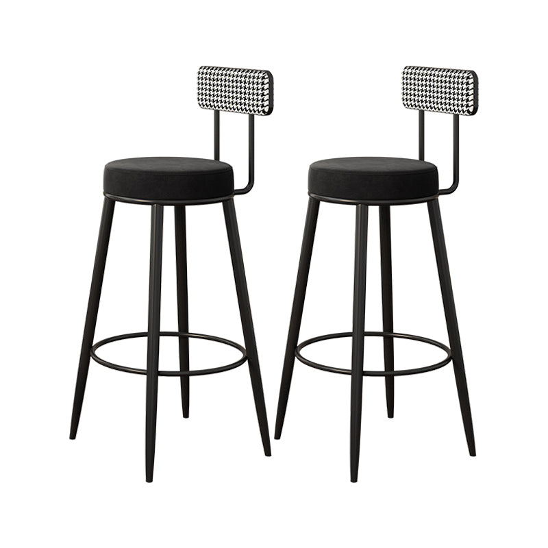 Scandinavian Matte Finish Velvet Barstool Footrest Coffee Shop Stool Black 2 Piece Set Counter Stool(26"H) Clearhalo 'Bar Furniture' 'Bar Stools' 'bar_stools' 'furn' 'furn_bar_stools' 'Furniture' 'furniture_bar_stools' 'Kitchen & Dining Furniture' 4926642