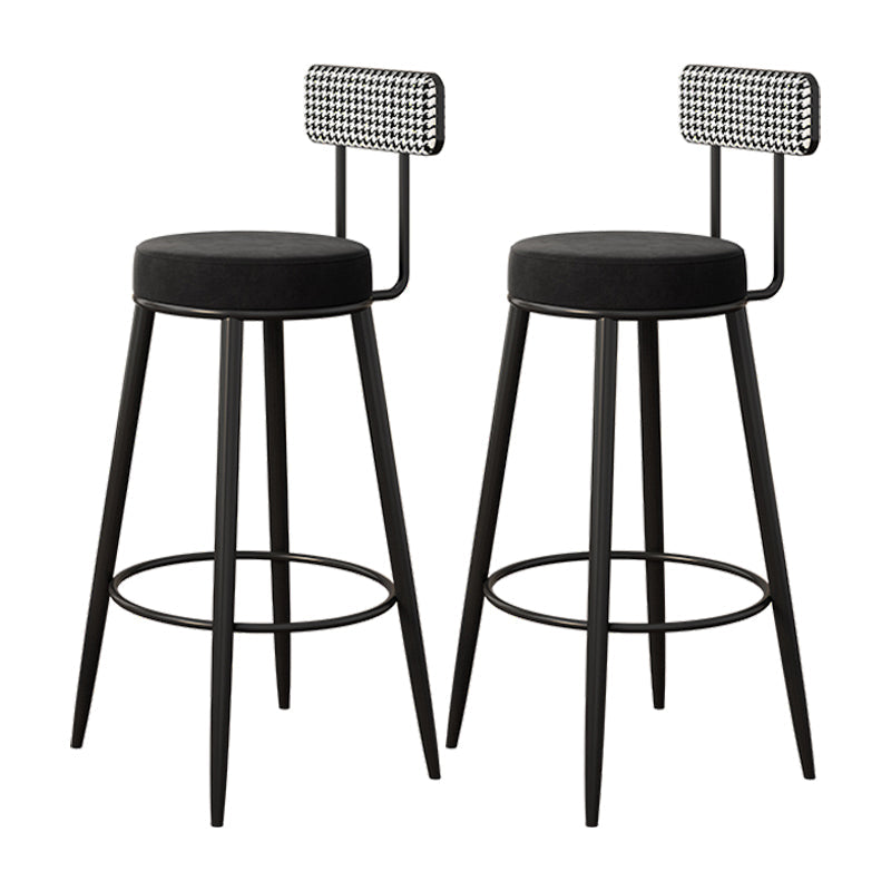 Scandinavian Matte Finish Velvet Barstool Footrest Coffee Shop Stool Black 2 Piece Set Bar Stool(30"H) Clearhalo 'Bar Furniture' 'Bar Stools' 'bar_stools' 'furn' 'furn_bar_stools' 'Furniture' 'furniture_bar_stools' 'Kitchen & Dining Furniture' 4926643