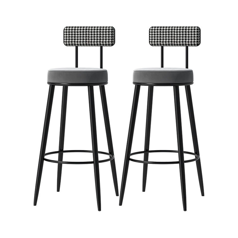 Scandinavian Matte Finish Velvet Barstool Footrest Coffee Shop Stool Grey 2 Piece Set Clearhalo 'Bar Furniture' 'Bar Stools' 'bar_stools' 'furn' 'furn_bar_stools' 'Furniture' 'furniture_bar_stools' 'Kitchen & Dining Furniture' 4926645