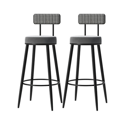 Scandinavian Matte Finish Velvet Barstool Footrest Coffee Shop Stool Grey 2 Piece Set Clearhalo 'Bar Furniture' 'Bar Stools' 'bar_stools' 'furn' 'furn_bar_stools' 'Furniture' 'furniture_bar_stools' 'Kitchen & Dining Furniture' 4926645