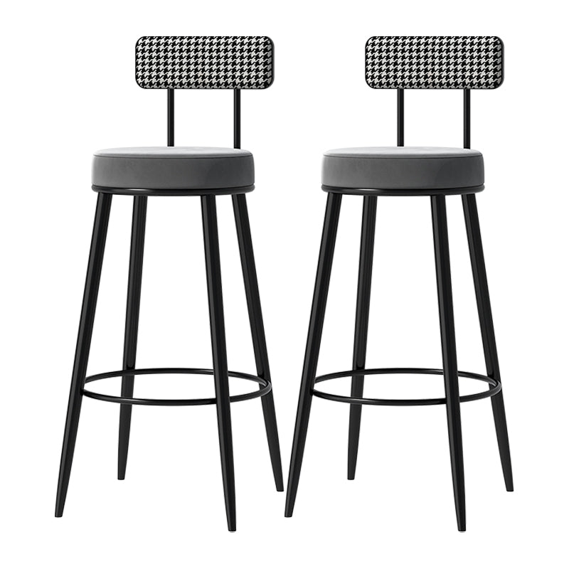 Scandinavian Matte Finish Velvet Barstool Footrest Coffee Shop Stool Grey 2 Piece Set Clearhalo 'Bar Furniture' 'Bar Stools' 'bar_stools' 'furn' 'furn_bar_stools' 'Furniture' 'furniture_bar_stools' 'Kitchen & Dining Furniture' 4926647
