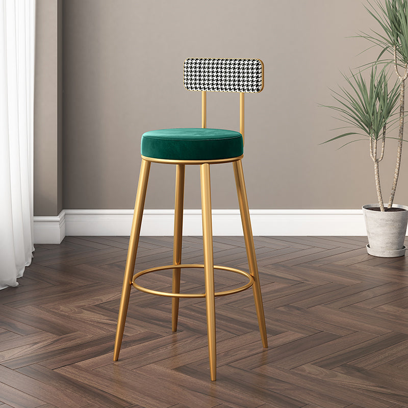 Scandinavian Matte Finish Velvet Barstool Footrest Coffee Shop Stool Clearhalo 'Bar Furniture' 'Bar Stools' 'bar_stools' 'furn' 'furn_bar_stools' 'Furniture' 'furniture_bar_stools' 'Kitchen & Dining Furniture' 4926648