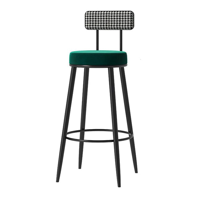 Scandinavian Matte Finish Velvet Barstool Footrest Coffee Shop Stool Clearhalo 'Bar Furniture' 'Bar Stools' 'bar_stools' 'furn' 'furn_bar_stools' 'Furniture' 'furniture_bar_stools' 'Kitchen & Dining Furniture' 4926649