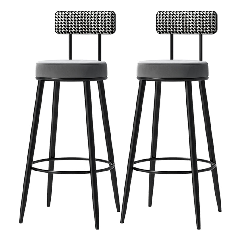 Scandinavian Matte Finish Velvet Barstool Footrest Coffee Shop Stool Grey 2 Piece Set Clearhalo 'Bar Furniture' 'Bar Stools' 'bar_stools' 'furn' 'furn_bar_stools' 'Furniture' 'furniture_bar_stools' 'Kitchen & Dining Furniture' 4926650