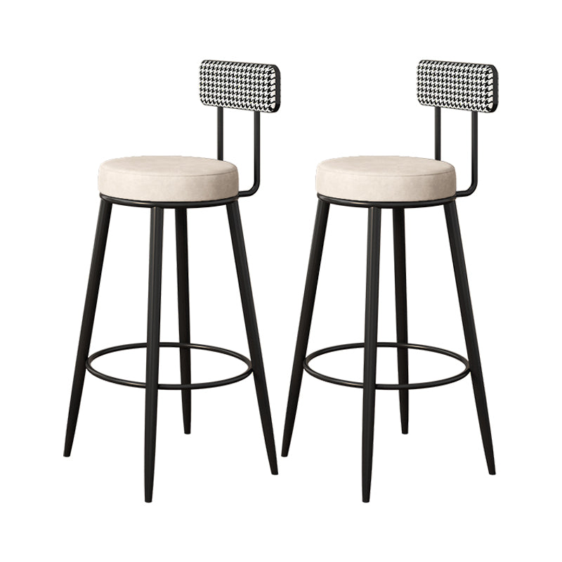 Scandinavian Matte Finish Velvet Barstool Footrest Coffee Shop Stool White 2 Piece Set Counter Stool(26"H) Clearhalo 'Bar Furniture' 'Bar Stools' 'bar_stools' 'furn' 'furn_bar_stools' 'Furniture' 'furniture_bar_stools' 'Kitchen & Dining Furniture' 4926651