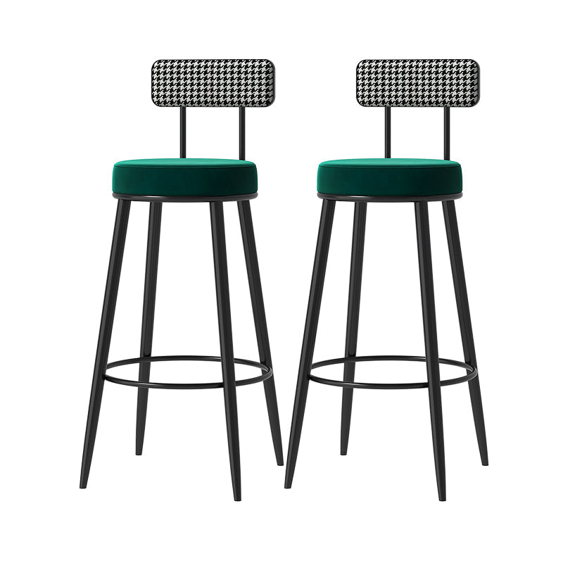 Scandinavian Matte Finish Velvet Barstool Footrest Coffee Shop Stool Green 2 Piece Set Counter Stool(26"H) Clearhalo 'Bar Furniture' 'Bar Stools' 'bar_stools' 'furn' 'furn_bar_stools' 'Furniture' 'furniture_bar_stools' 'Kitchen & Dining Furniture' 4926657