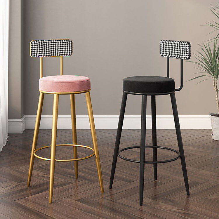Scandinavian Matte Finish Velvet Barstool Footrest Coffee Shop Stool Clearhalo 'Bar Furniture' 'Bar Stools' 'bar_stools' 'furn' 'furn_bar_stools' 'Furniture' 'furniture_bar_stools' 'Kitchen & Dining Furniture' 4926659