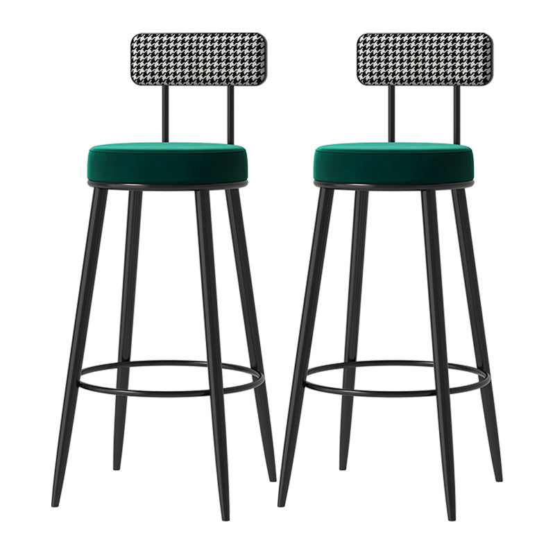 Scandinavian Matte Finish Velvet Barstool Footrest Coffee Shop Stool Green 2 Piece Set Bar Stool(30"H) Clearhalo 'Bar Furniture' 'Bar Stools' 'bar_stools' 'furn' 'furn_bar_stools' 'Furniture' 'furniture_bar_stools' 'Kitchen & Dining Furniture' 4926660