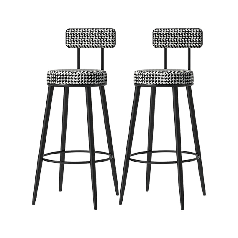 Scandinavian Matte Finish Velvet Barstool Footrest Coffee Shop Stool Black White 2 Piece Set Counter Stool(26"H) Clearhalo 'Bar Furniture' 'Bar Stools' 'bar_stools' 'furn' 'furn_bar_stools' 'Furniture' 'furniture_bar_stools' 'Kitchen & Dining Furniture' 4926661