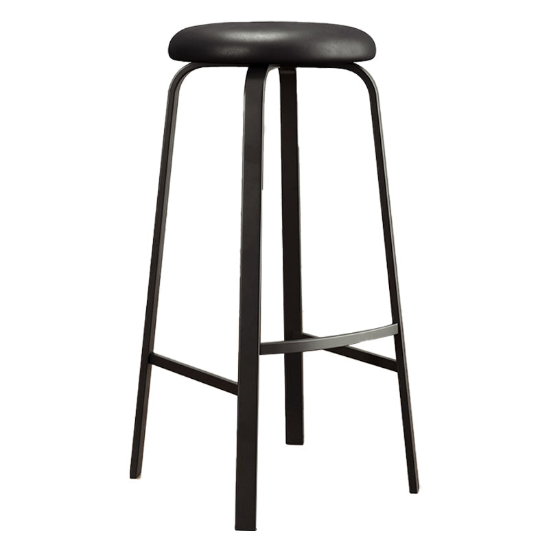 Contemporary Matte Finish Upholstered Stool Footrest Iron Bar Stool Black 1 Piece Clearhalo 'Bar Furniture' 'Bar Stools' 'bar_stools' 'furn' 'furn_bar_stools' 'Furniture' 'furniture_bar_stools' 'Kitchen & Dining Furniture' 4926724