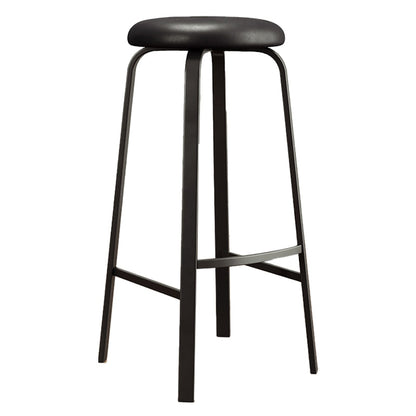 Contemporary Matte Finish Upholstered Stool Footrest Iron Bar Stool Black 1 Piece Clearhalo 'Bar Furniture' 'Bar Stools' 'bar_stools' 'furn' 'furn_bar_stools' 'Furniture' 'furniture_bar_stools' 'Kitchen & Dining Furniture' 4926724