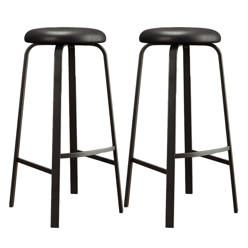 Contemporary Matte Finish Upholstered Stool Footrest Iron Bar Stool Black 2 Piece Set Clearhalo 'Bar Furniture' 'Bar Stools' 'bar_stools' 'furn' 'furn_bar_stools' 'Furniture' 'furniture_bar_stools' 'Kitchen & Dining Furniture' 4926725