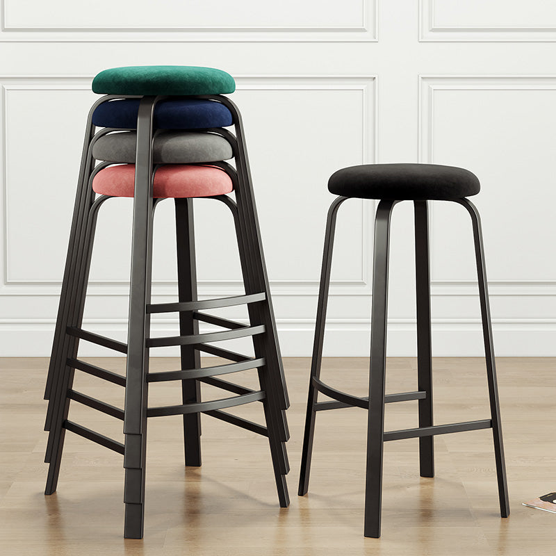 Contemporary Matte Finish Upholstered Stool Footrest Iron Bar Stool Clearhalo 'Bar Furniture' 'Bar Stools' 'bar_stools' 'furn' 'furn_bar_stools' 'Furniture' 'furniture_bar_stools' 'Kitchen & Dining Furniture' 4926726