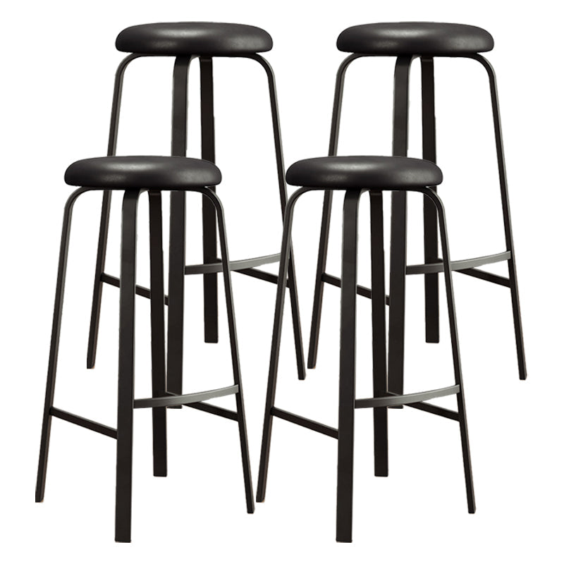Contemporary Matte Finish Upholstered Stool Footrest Iron Bar Stool Black 4 Piece Set Clearhalo 'Bar Furniture' 'Bar Stools' 'bar_stools' 'furn' 'furn_bar_stools' 'Furniture' 'furniture_bar_stools' 'Kitchen & Dining Furniture' 4926727