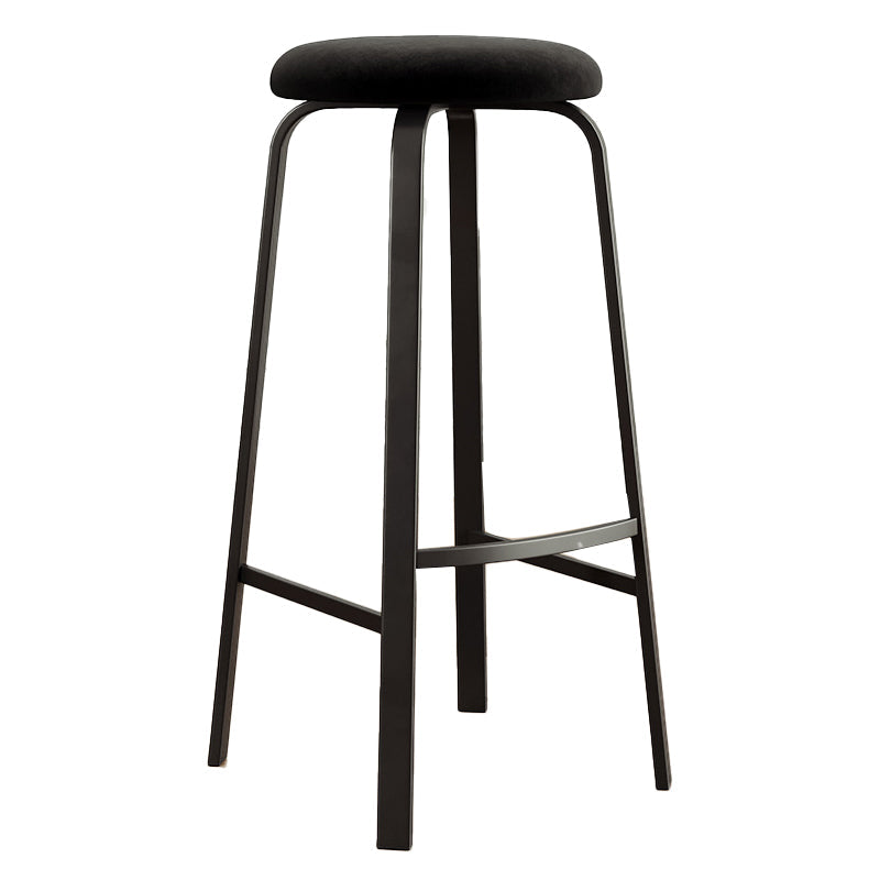Contemporary Matte Finish Upholstered Stool Footrest Iron Bar Stool Matte Black 1 Piece Clearhalo 'Bar Furniture' 'Bar Stools' 'bar_stools' 'furn' 'furn_bar_stools' 'Furniture' 'furniture_bar_stools' 'Kitchen & Dining Furniture' 4926729