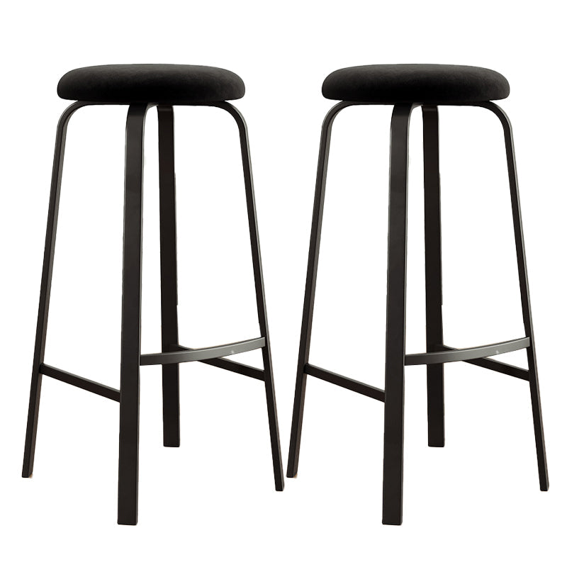 Contemporary Matte Finish Upholstered Stool Footrest Iron Bar Stool Matte Black 2 Piece Set Clearhalo 'Bar Furniture' 'Bar Stools' 'bar_stools' 'furn' 'furn_bar_stools' 'Furniture' 'furniture_bar_stools' 'Kitchen & Dining Furniture' 4926731