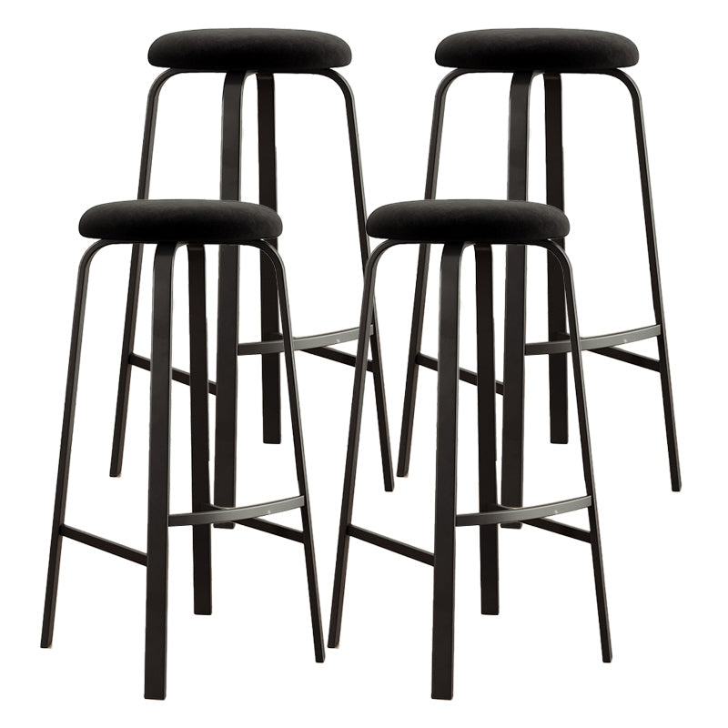 Contemporary Matte Finish Upholstered Stool Footrest Iron Bar Stool Matte Black 4 Piece Set Clearhalo 'Bar Furniture' 'Bar Stools' 'bar_stools' 'furn' 'furn_bar_stools' 'Furniture' 'furniture_bar_stools' 'Kitchen & Dining Furniture' 4926733