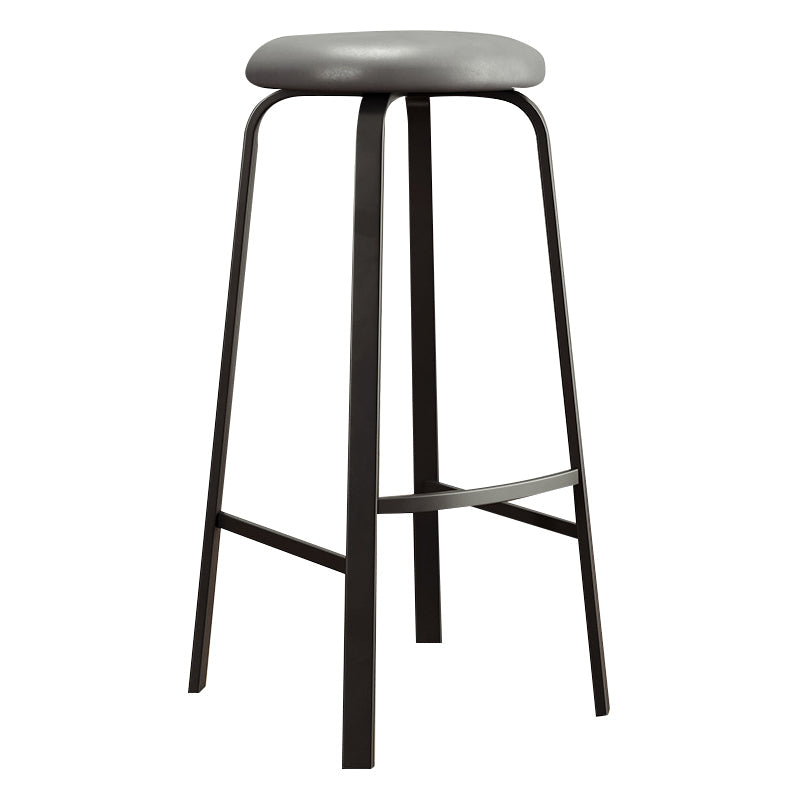 Contemporary Matte Finish Upholstered Stool Footrest Iron Bar Stool Grey 1 Piece Clearhalo 'Bar Furniture' 'Bar Stools' 'bar_stools' 'furn' 'furn_bar_stools' 'Furniture' 'furniture_bar_stools' 'Kitchen & Dining Furniture' 4926736