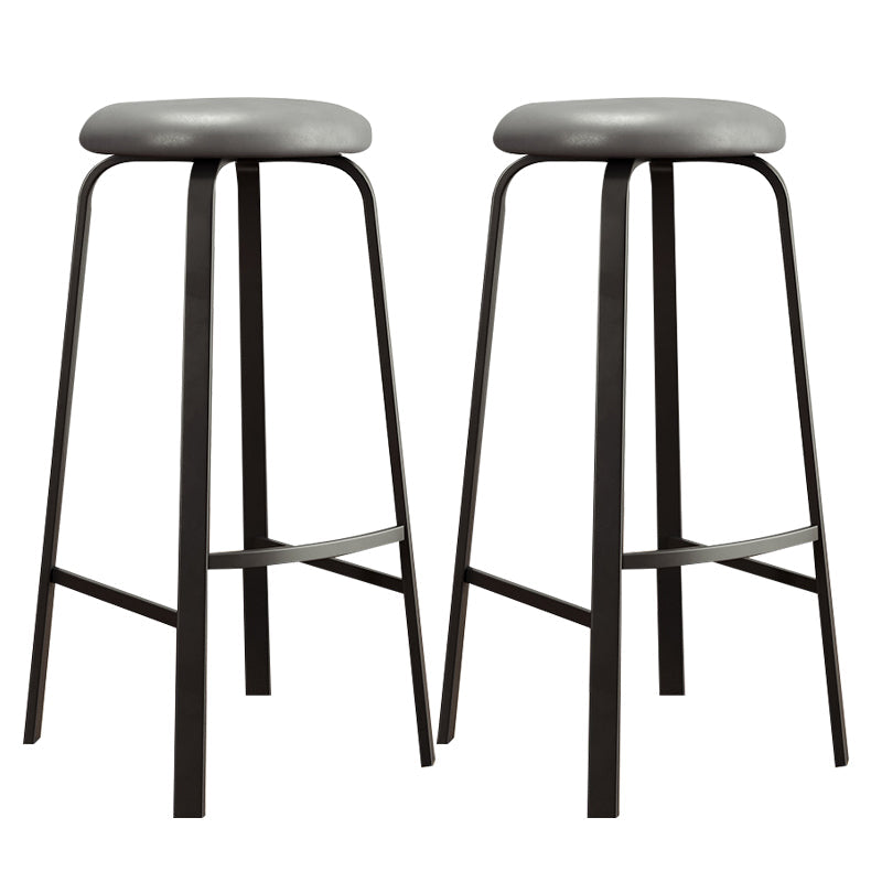 Contemporary Matte Finish Upholstered Stool Footrest Iron Bar Stool Grey 2 Piece Set Clearhalo 'Bar Furniture' 'Bar Stools' 'bar_stools' 'furn' 'furn_bar_stools' 'Furniture' 'furniture_bar_stools' 'Kitchen & Dining Furniture' 4926737