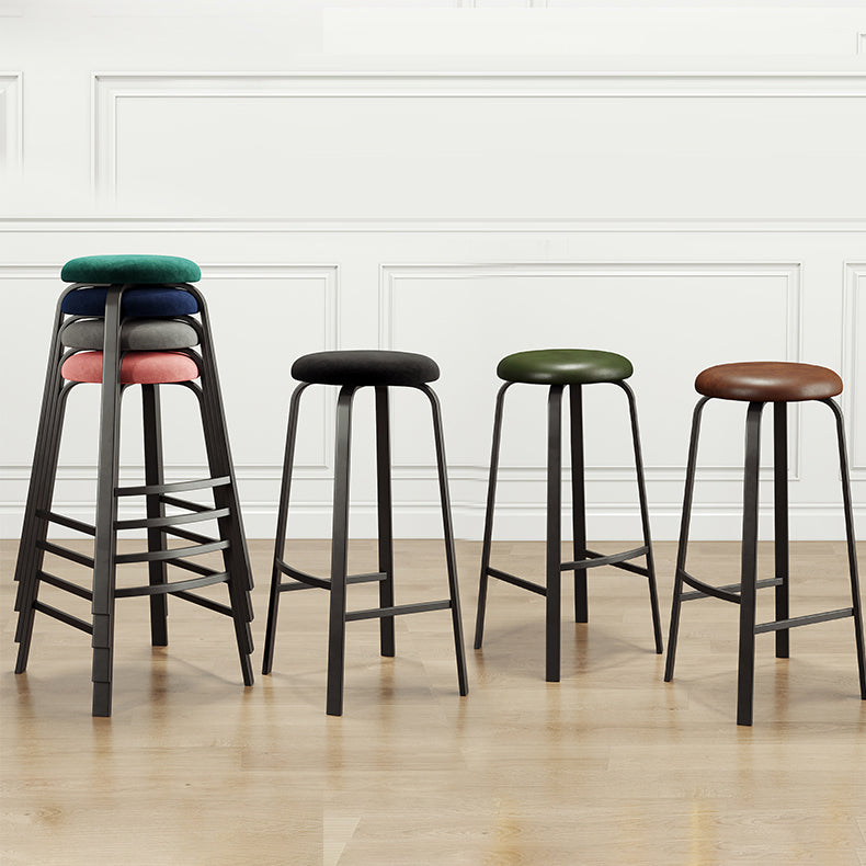 Contemporary Matte Finish Upholstered Stool Footrest Iron Bar Stool Clearhalo 'Bar Furniture' 'Bar Stools' 'bar_stools' 'furn' 'furn_bar_stools' 'Furniture' 'furniture_bar_stools' 'Kitchen & Dining Furniture' 4926738