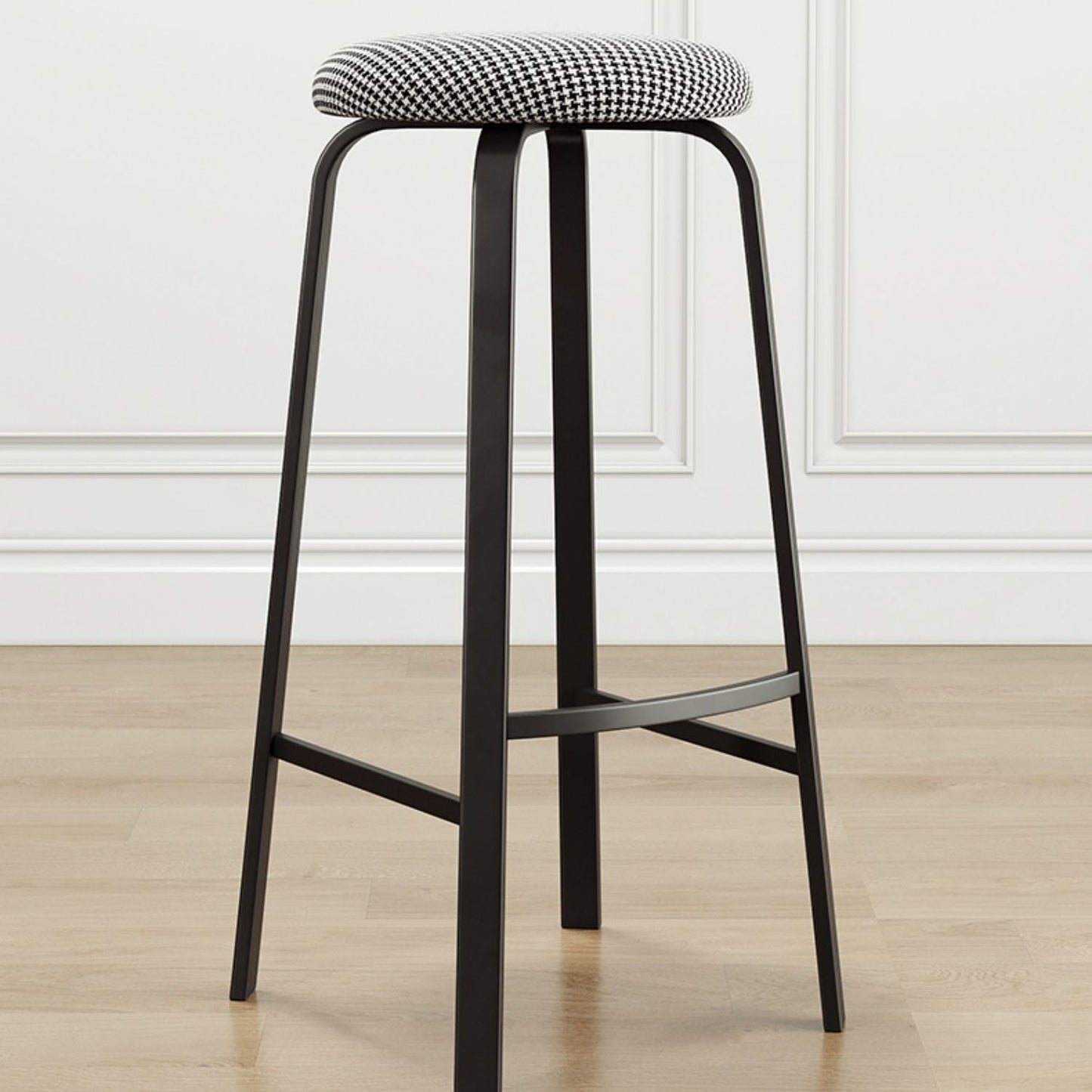Contemporary Matte Finish Upholstered Stool Footrest Iron Bar Stool Clearhalo 'Bar Furniture' 'Bar Stools' 'bar_stools' 'furn' 'furn_bar_stools' 'Furniture' 'furniture_bar_stools' 'Kitchen & Dining Furniture' 4926739