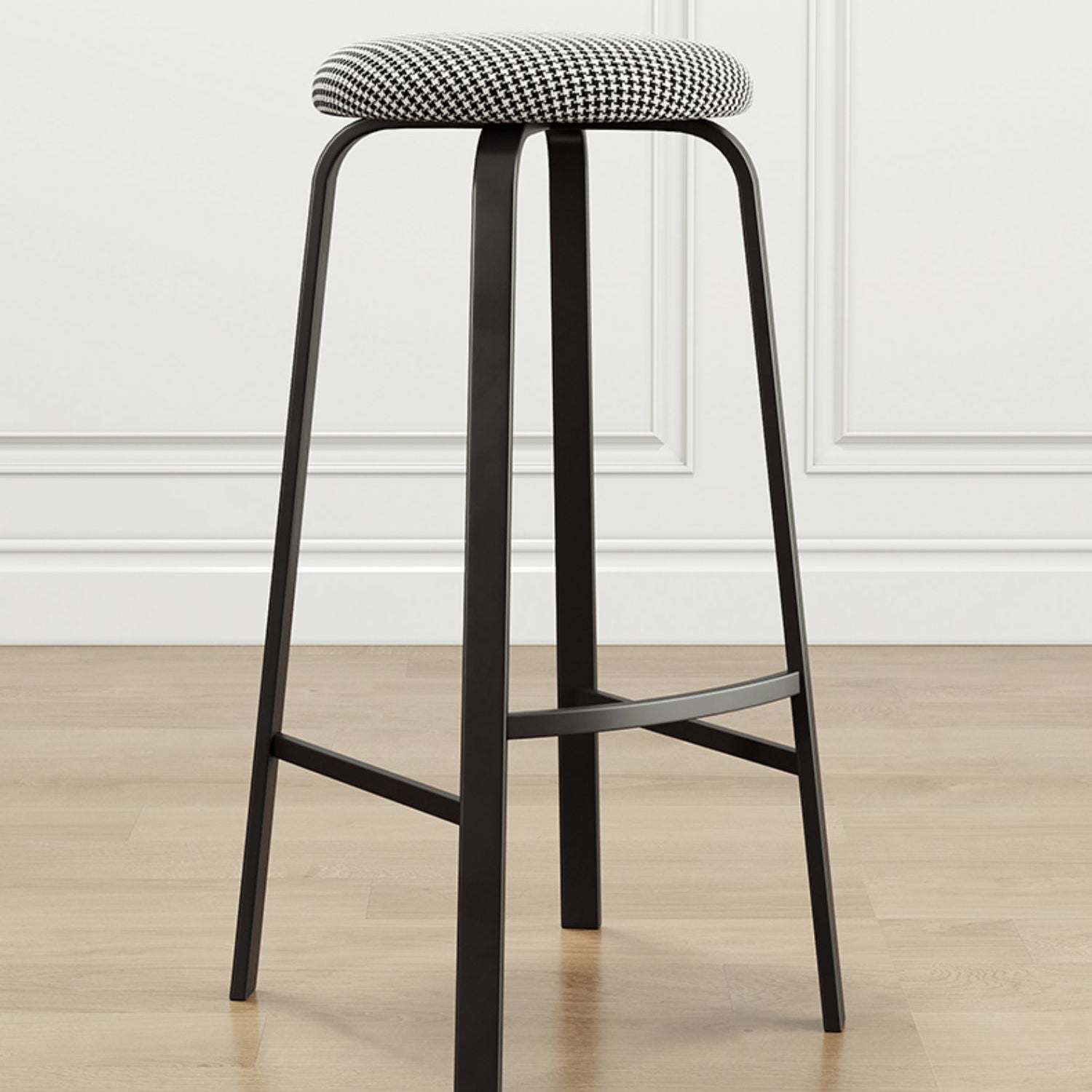 Contemporary Matte Finish Upholstered Stool Footrest Iron Bar Stool Clearhalo 'Bar Furniture' 'Bar Stools' 'bar_stools' 'furn' 'furn_bar_stools' 'Furniture' 'furniture_bar_stools' 'Kitchen & Dining Furniture' 4926739