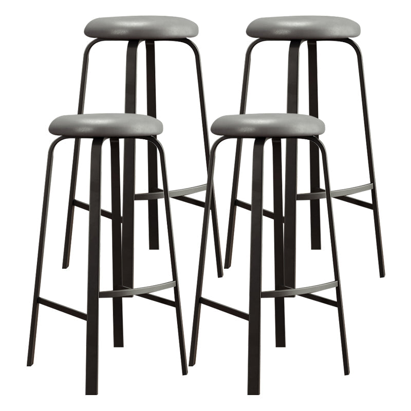 Contemporary Matte Finish Upholstered Stool Footrest Iron Bar Stool Grey 4 Piece Set Clearhalo 'Bar Furniture' 'Bar Stools' 'bar_stools' 'furn' 'furn_bar_stools' 'Furniture' 'furniture_bar_stools' 'Kitchen & Dining Furniture' 4926740
