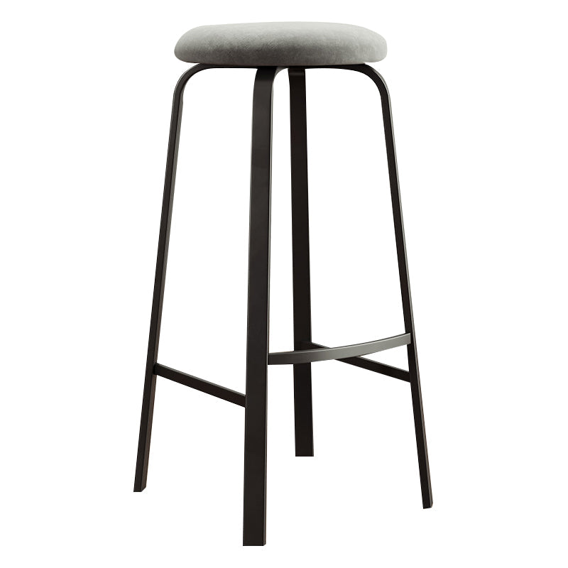 Contemporary Matte Finish Upholstered Stool Footrest Iron Bar Stool Light Gray 1 Piece Clearhalo 'Bar Furniture' 'Bar Stools' 'bar_stools' 'furn' 'furn_bar_stools' 'Furniture' 'furniture_bar_stools' 'Kitchen & Dining Furniture' 4926741