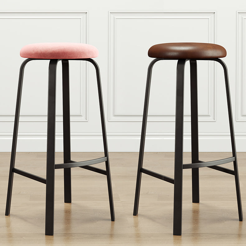 Contemporary Matte Finish Upholstered Stool Footrest Iron Bar Stool Clearhalo 'Bar Furniture' 'Bar Stools' 'bar_stools' 'furn' 'furn_bar_stools' 'Furniture' 'furniture_bar_stools' 'Kitchen & Dining Furniture' 4926742