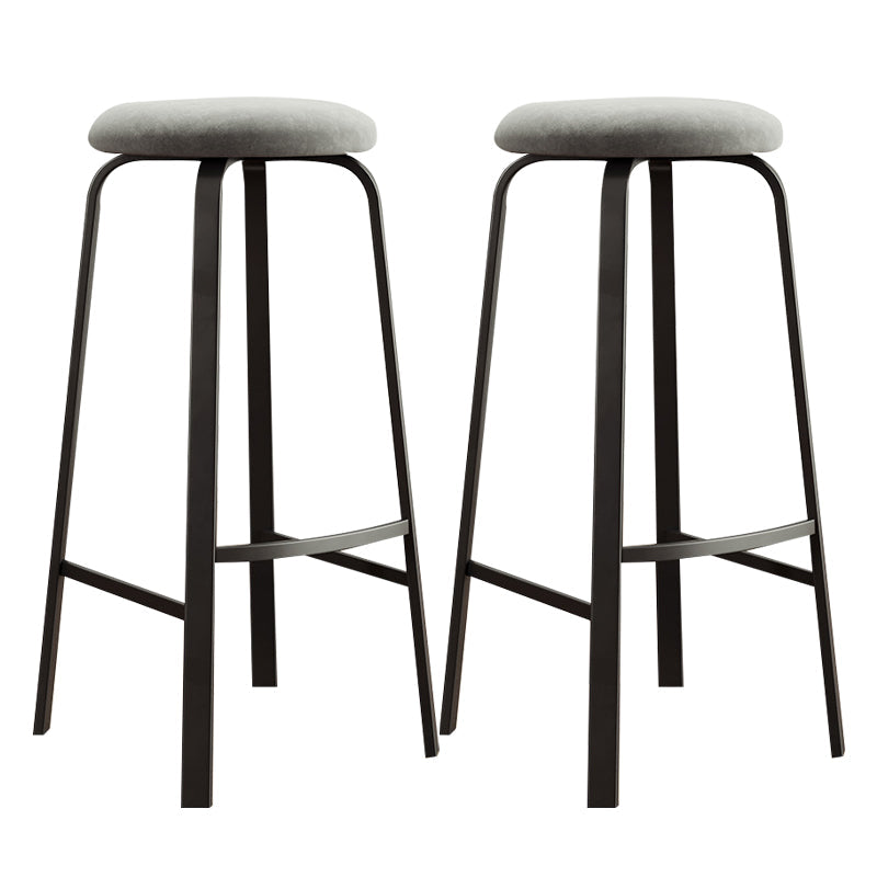 Contemporary Matte Finish Upholstered Stool Footrest Iron Bar Stool Light Gray 2 Piece Set Clearhalo 'Bar Furniture' 'Bar Stools' 'bar_stools' 'furn' 'furn_bar_stools' 'Furniture' 'furniture_bar_stools' 'Kitchen & Dining Furniture' 4926743
