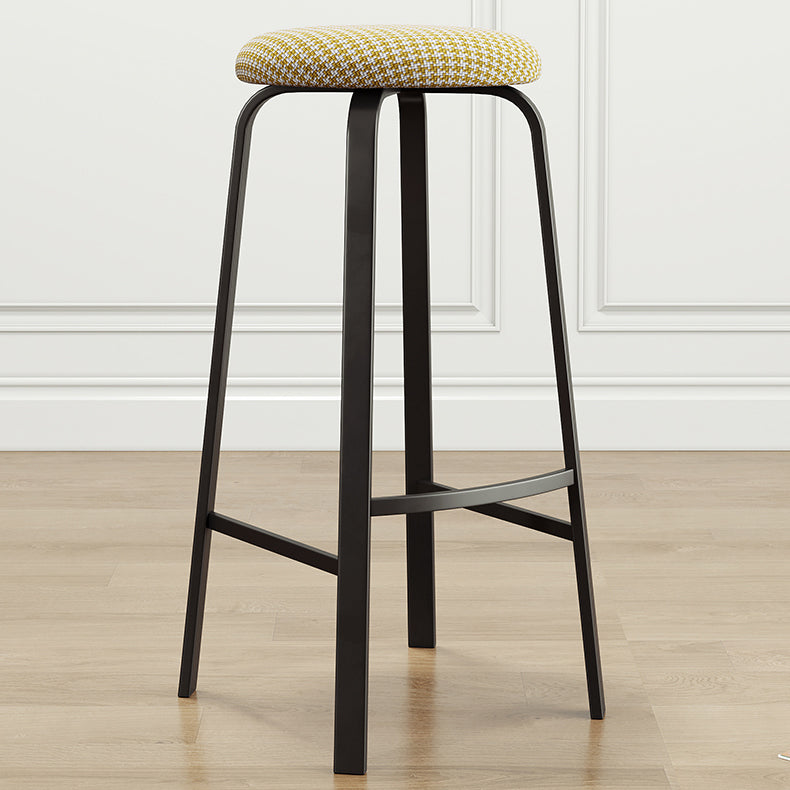 Contemporary Matte Finish Upholstered Stool Footrest Iron Bar Stool Clearhalo 'Bar Furniture' 'Bar Stools' 'bar_stools' 'furn' 'furn_bar_stools' 'Furniture' 'furniture_bar_stools' 'Kitchen & Dining Furniture' 4926744