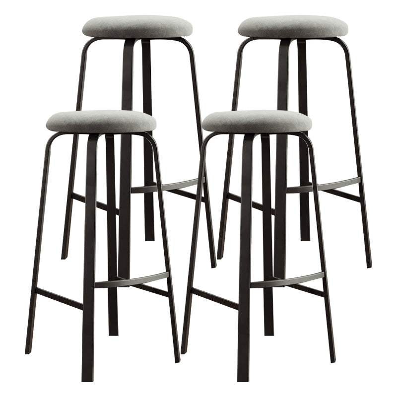 Contemporary Matte Finish Upholstered Stool Footrest Iron Bar Stool Light Gray 4 Piece Set Clearhalo 'Bar Furniture' 'Bar Stools' 'bar_stools' 'furn' 'furn_bar_stools' 'Furniture' 'furniture_bar_stools' 'Kitchen & Dining Furniture' 4926745