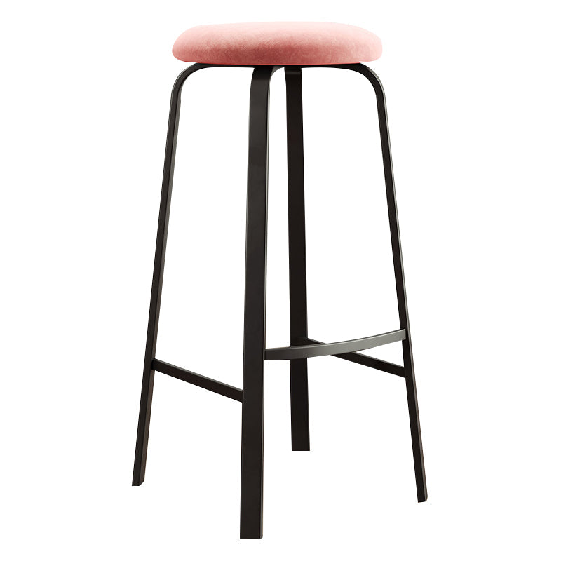 Contemporary Matte Finish Upholstered Stool Footrest Iron Bar Stool Pink 1 Piece Clearhalo 'Bar Furniture' 'Bar Stools' 'bar_stools' 'furn' 'furn_bar_stools' 'Furniture' 'furniture_bar_stools' 'Kitchen & Dining Furniture' 4926747