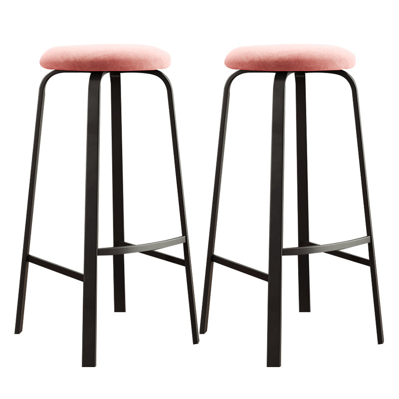Contemporary Matte Finish Upholstered Stool Footrest Iron Bar Stool Pink 2 Piece Set Clearhalo 'Bar Furniture' 'Bar Stools' 'bar_stools' 'furn' 'furn_bar_stools' 'Furniture' 'furniture_bar_stools' 'Kitchen & Dining Furniture' 4926749