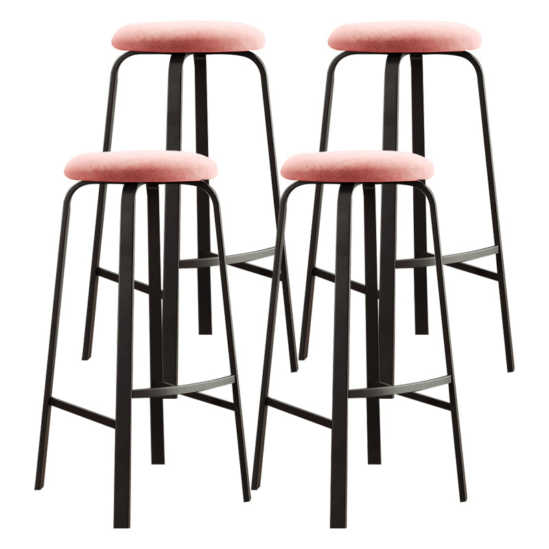 Contemporary Matte Finish Upholstered Stool Footrest Iron Bar Stool Pink 4 Piece Set Clearhalo 'Bar Furniture' 'Bar Stools' 'bar_stools' 'furn' 'furn_bar_stools' 'Furniture' 'furniture_bar_stools' 'Kitchen & Dining Furniture' 4926750