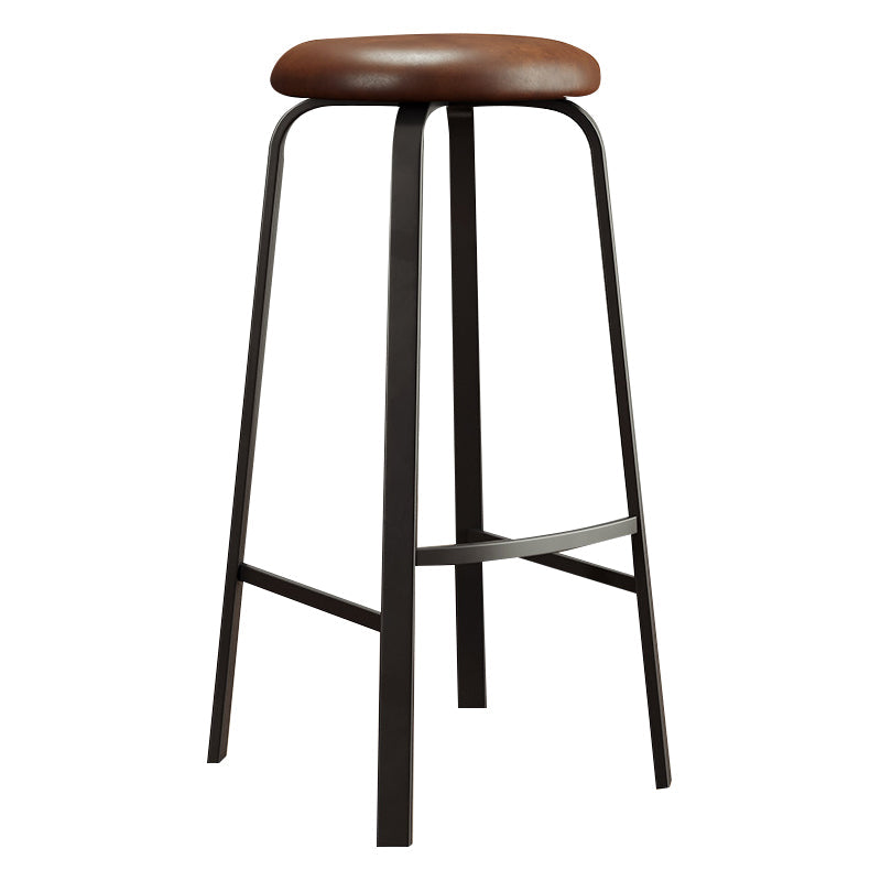 Contemporary Matte Finish Upholstered Stool Footrest Iron Bar Stool Brown 1 Piece Clearhalo 'Bar Furniture' 'Bar Stools' 'bar_stools' 'furn' 'furn_bar_stools' 'Furniture' 'furniture_bar_stools' 'Kitchen & Dining Furniture' 4926751