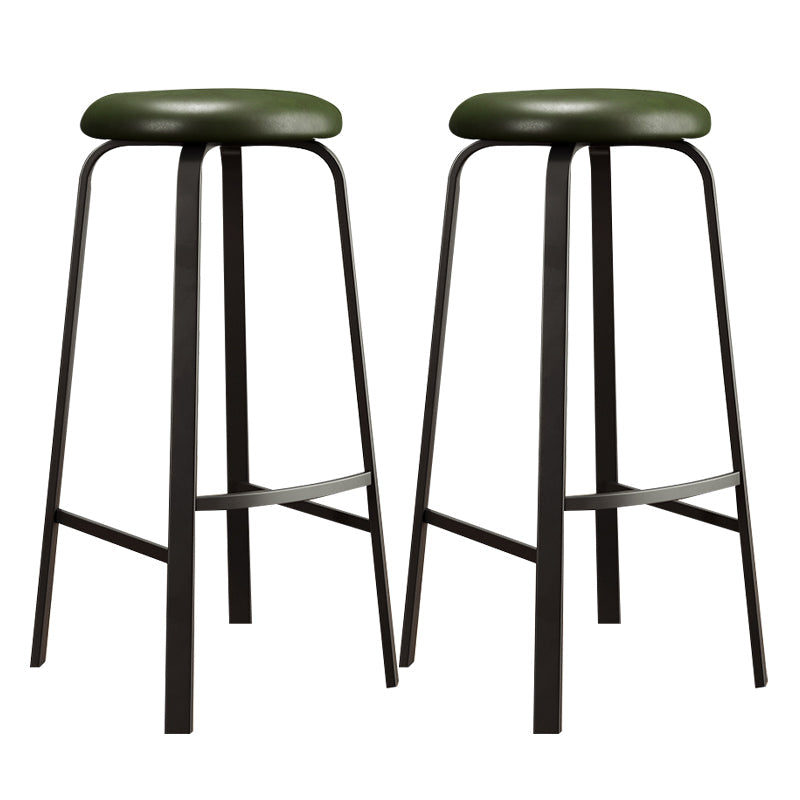 Contemporary Matte Finish Upholstered Stool Footrest Iron Bar Stool Green 2 Piece Set Clearhalo 'Bar Furniture' 'Bar Stools' 'bar_stools' 'furn' 'furn_bar_stools' 'Furniture' 'furniture_bar_stools' 'Kitchen & Dining Furniture' 4926755