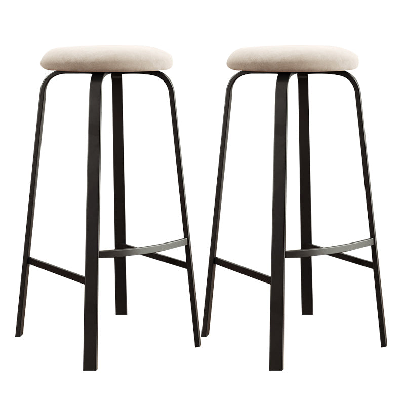 Contemporary Matte Finish Upholstered Stool Footrest Iron Bar Stool Beige 2 Piece Set Clearhalo 'Bar Furniture' 'Bar Stools' 'bar_stools' 'furn' 'furn_bar_stools' 'Furniture' 'furniture_bar_stools' 'Kitchen & Dining Furniture' 4926761