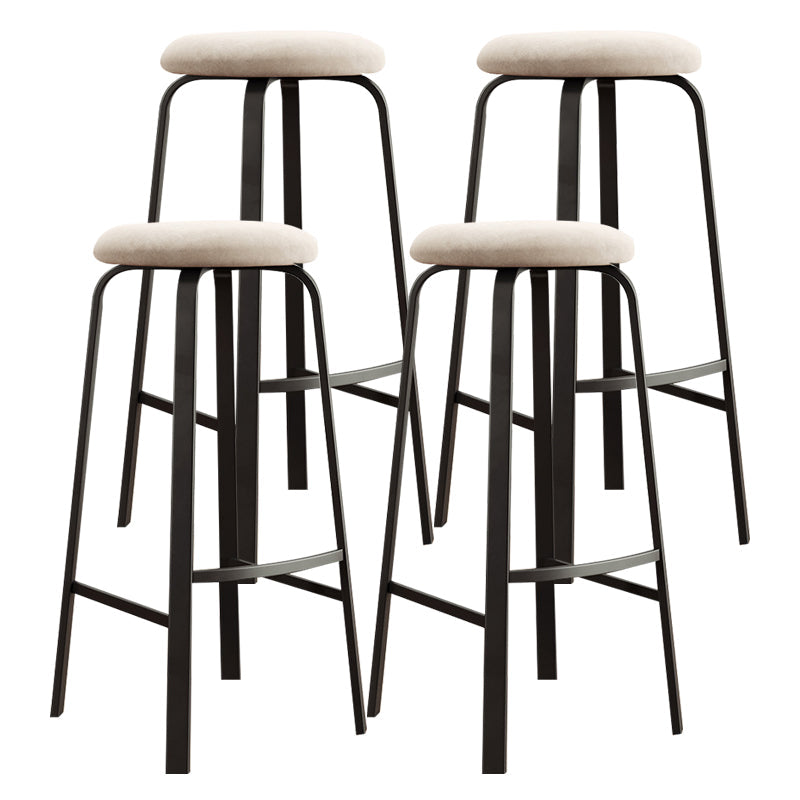 Contemporary Matte Finish Upholstered Stool Footrest Iron Bar Stool Beige 4 Piece Set Clearhalo 'Bar Furniture' 'Bar Stools' 'bar_stools' 'furn' 'furn_bar_stools' 'Furniture' 'furniture_bar_stools' 'Kitchen & Dining Furniture' 4926762