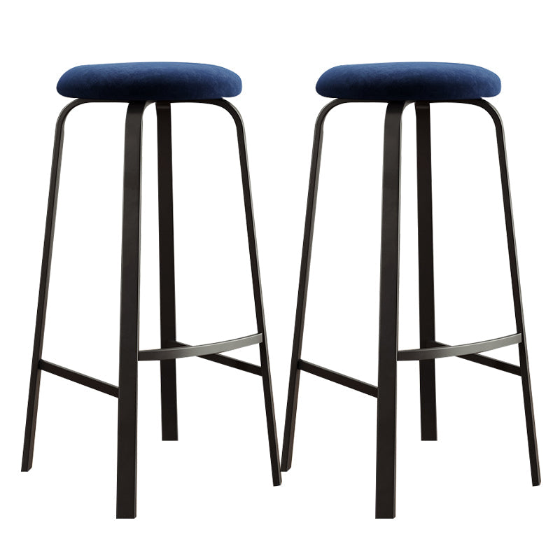 Contemporary Matte Finish Upholstered Stool Footrest Iron Bar Stool Royal Blue 2 Piece Set Clearhalo 'Bar Furniture' 'Bar Stools' 'bar_stools' 'furn' 'furn_bar_stools' 'Furniture' 'furniture_bar_stools' 'Kitchen & Dining Furniture' 4926764