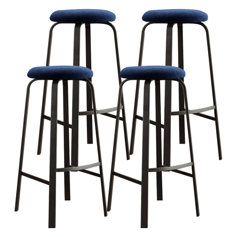 Contemporary Matte Finish Upholstered Stool Footrest Iron Bar Stool Royal Blue 4 Piece Set Clearhalo 'Bar Furniture' 'Bar Stools' 'bar_stools' 'furn' 'furn_bar_stools' 'Furniture' 'furniture_bar_stools' 'Kitchen & Dining Furniture' 4926765