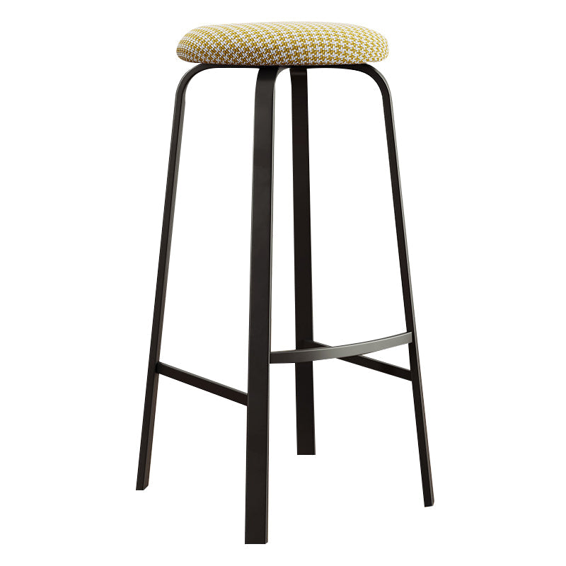 Contemporary Matte Finish Upholstered Stool Footrest Iron Bar Stool Yellow White 1 Piece Clearhalo 'Bar Furniture' 'Bar Stools' 'bar_stools' 'furn' 'furn_bar_stools' 'Furniture' 'furniture_bar_stools' 'Kitchen & Dining Furniture' 4926766