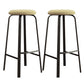 Contemporary Matte Finish Upholstered Stool Footrest Iron Bar Stool Yellow White 2 Piece Set Clearhalo 'Bar Furniture' 'Bar Stools' 'bar_stools' 'furn' 'furn_bar_stools' 'Furniture' 'furniture_bar_stools' 'Kitchen & Dining Furniture' 4926767