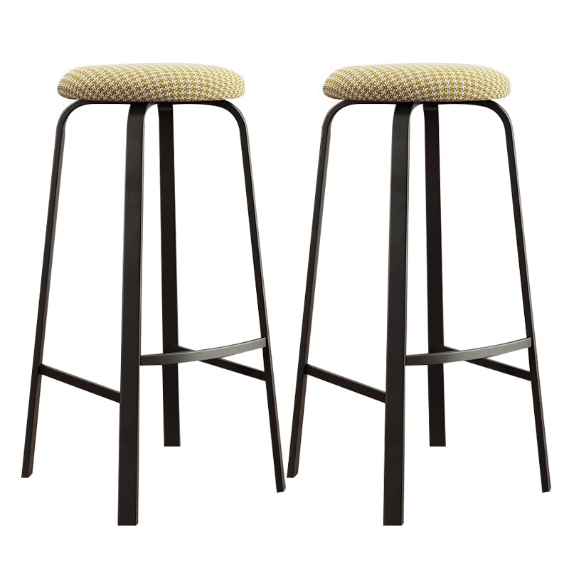 Contemporary Matte Finish Upholstered Stool Footrest Iron Bar Stool Yellow White 2 Piece Set Clearhalo 'Bar Furniture' 'Bar Stools' 'bar_stools' 'furn' 'furn_bar_stools' 'Furniture' 'furniture_bar_stools' 'Kitchen & Dining Furniture' 4926767