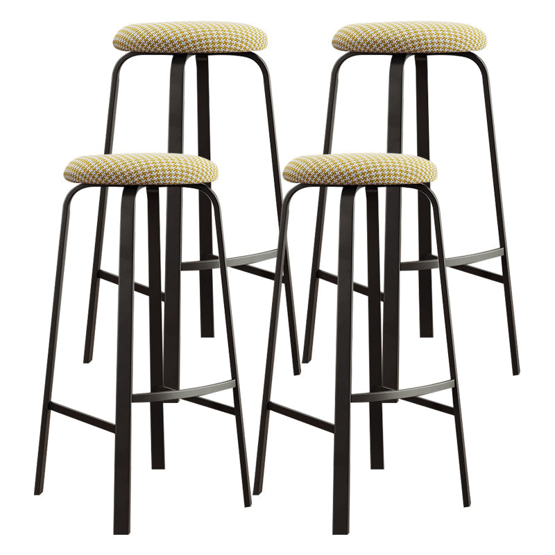 Contemporary Matte Finish Upholstered Stool Footrest Iron Bar Stool Yellow White 4 Piece Set Clearhalo 'Bar Furniture' 'Bar Stools' 'bar_stools' 'furn' 'furn_bar_stools' 'Furniture' 'furniture_bar_stools' 'Kitchen & Dining Furniture' 4926768