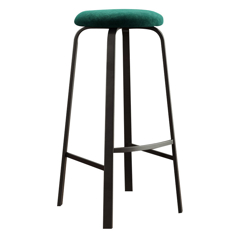 Contemporary Matte Finish Upholstered Stool Footrest Iron Bar Stool Blackish Green 1 Piece Clearhalo 'Bar Furniture' 'Bar Stools' 'bar_stools' 'furn' 'furn_bar_stools' 'Furniture' 'furniture_bar_stools' 'Kitchen & Dining Furniture' 4926769