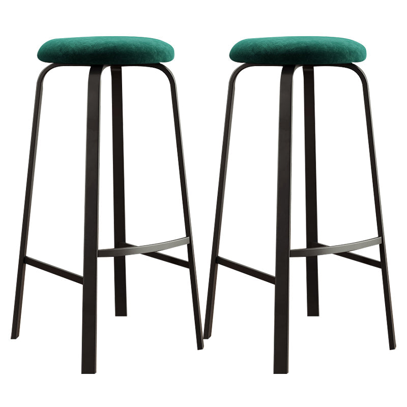Contemporary Matte Finish Upholstered Stool Footrest Iron Bar Stool Blackish Green 2 Piece Set Clearhalo 'Bar Furniture' 'Bar Stools' 'bar_stools' 'furn' 'furn_bar_stools' 'Furniture' 'furniture_bar_stools' 'Kitchen & Dining Furniture' 4926770